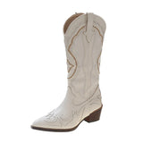 Xajzpa   Women's Boots Retro Autumn Winter White Knee High Boots Big Size 41 Women Comfy Walking Female Western Cowboy Boot Women's Shoes