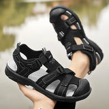 Xajzpa Men's Closed Toe Beach Sandals Durable Non-Slip Outdoor Footwear for Summer Lightweight All-match Mesh Casual Men Stylish Shoes