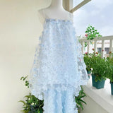 Xajzpa Fashion Women Dress Sleeveless Strapless Sling 3D Flowers Solid Color Fairy Wind Female Party Dresses New Tide