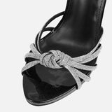 Xajzpa New Arrival Silver Crystal Narrow Band Women's Sandals Summer Party Wedding Prom Shoes Platform Open Toe High Heels