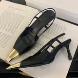Xajzpa Street Style Pointed Toe Women Pumps Fashion Slingbacks Thin High Heels Elegant Stripper Prom Ladies Sandals Shoes