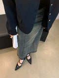 Xajzpa Retro Style Thick Heel Spring and Autumn Women Mary Jane Shoes Fashion Shallow Pointed Toe Ladies Comfort Office Pumps Footwear