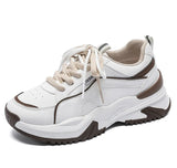 Xajzpa Women's Spring New Breathable Student Casual Shoes Thick Bottom Increased Height Simple Comfortable Versatile Sports Shoes