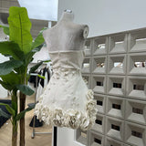 Xajzpa Fashion Women Dress White Strapless 3D Flowers Above Knee Female Summer Birthday Party Dresses New Tide
