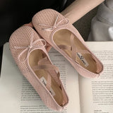Xajzpa Spring Autumn Fashion Elastic Band Mesh Buckle Women Ballet Flats Round Toe  Casual Mules Shoes Zapatos De Mujer