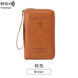 Xajzpa RFID Passport Wallet for Women and Men, PU Leather Card Holder Passport Case for Travel Essential Items for Family Vacation