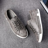 Xajzpa Men's Casual Leather Shoes for Men Fashion Four Seasons Breathable Lace-up Athletic Shoes Shallow Skate Shoes Large Sizes 38-48
