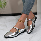 half-slipper ladies wear the new French silver buckle retro fairy casual flats Muller shoes for summer