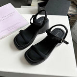 Xajzpa Clogs With Heel Summer Outside Sandals Buckle Strap Espadrilles Platform Female Shoe Womens Wedges Thick High Girls New Ank