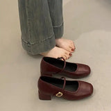 Xajzpa Retro Women Shoes Mary Jane Chunky Sandals Casual Heels Footwear Round Toe 2025 Shallow Mouth Branded Pumps Lolita Block Comfort