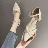 Xajzpa Summer Pointed Heel Sandals Mary Jane Comfort Shoes for Women Suit Female Beige Med Espadrilles Platform Girl