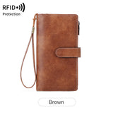 Xajzpa Fashion Retro Women's Long Wallet RFIDTrifold Large Capacity Credit Card Holder Card Holder Double Zipper Clutch Wristlet Wallet