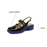 Women Summer Sandals Patent Leather Roman Sandals Casual Buckle Strap Summer Shoes GLADIATOR Chunky Heel Women Shoes Sandalias