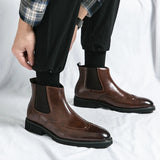 Xajzpa Luxury men's Brock high-quality new comfortable breathable men's Chelsea boots Oxford formal business shoes plus size 38-4