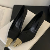 Xajzpa Spring Designer Splicing Pumps Women Sexy Pointed Toe Thin Low Heels Elegant Banquet Mule Shoes Zapatos Mujer