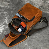 Xajzpa   Men's Chest Bag Genuine Leather Shoulder Messenger Bag Male Sling Bags Travel Day Pack Tablet Design Crossbody Summer Bag