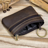 Xajzpa   Men's Genuine Leather Zipper Coin Wallet Wowen natural Leather Mini Short Purse Card Holder Change Purse For Man Clutch Wallets