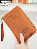 Xajzpa RFID Passport Wallet for Women and Men, PU Leather Card Holder Passport Case for Travel Essential Items for Family Vacation