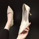 Xajzpa Gold  Heels Women's Shoes with Spikes 2025 Sandals Ladies Slip On Work Dress Professional Shallow Mouth Brief Pumps Lace-Up Poin