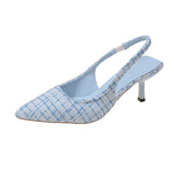 Xajzpa Brand Designer Slingbacks High Heels Pumps Women Pointed Blue Pointed Toe Party Shoes Summer Thin Heeled Sandals High Heel Shoes