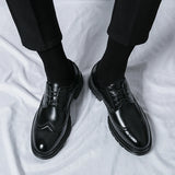 Xajzpa British style men's leather shoes, formal Oxford footwear quality breathable and comfortable wedding shoes