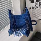 Xajzpa Tassel Design Women's Hobo Bag Fashion Trend Handbag Suede Shoulder Crossbody Shopping Tote Vintage Commuter Bags