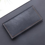 Xajzpa New Men Long Thin Slim Wallets Vintage Pu Leather Male Credit Card Holder Brown Money Purses Solid Simplicity Wallet For Man