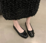 Xajzpa Flat bottomed shallow mouth bow spring new single shoe casual soft simple comfortable fashionable women's flat shoes
