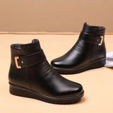 Xajzpa   Women Ankle Boots Plush Short Tube Flat Soled Snow Boots Autumn/winter New Simple Retro Zipper Warm Casual Cotton Boots