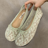 Xajzpa Summer Fashion Concise Round Head  Women Ballet Flats Low Heels Bow Mesh Party Slide Mules Casual Shoes Zapatos De Mujer