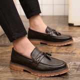 Xajzpa Men's Casual Fashion High Quality Tassel Breathable Luxury Brand Le Fu Mo Ka Xin Shoes, One Step Stepping Men's Flat Shoes