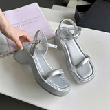 Xajzpa Clogs With Heel Summer Outside Sandals Buckle Strap Espadrilles Platform Female Shoe Womens Wedges Thick High Girls New Ank