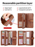 Xajzpa Fashion Retro Women's Long Wallet RFIDTrifold Large Capacity Credit Card Holder Card Holder Double Zipper Clutch Wristlet Wallet