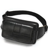 Xajzpa Leather Men Waist Pack Fashion Fanny Pack for Cell Phone Male Crazy Horse Leather Chest Bag Belt Bag Small Shoulder Bag