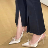 Xajzpa New Style Women's Sexy Sandals Elegant Patent Leather Pointed-toe High Heels Comfortable Banquet Thin Heel Sandals Zapatos Mujer