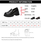 Xajzpa - Pu Leather Platform Loafers Woman 2023 British Style Thick Heels Oxfords Shoes Women Slip On College Gothic Shoes Mujer