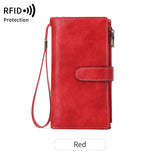 Xajzpa Fashion Retro Women's Long Wallet RFIDTrifold Large Capacity Credit Card Holder Card Holder Double Zipper Clutch Wristlet Wallet