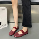 Xajzpa Square Toe Women Flats Shoes Mary Jane Shoes Fashion Shallow Elastic Band Spring Autumn Ladies Comfort Soft Sole Shoes