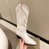 Xajzpa   Women's Boots Retro Autumn Winter White Knee High Boots Big Size 41 Women Comfy Walking Female Western Cowboy Boot Women's Shoes