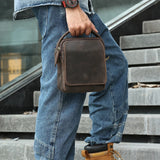 Xajzpa 100% Genuine Leather Men Shoulder Bags Husband Retro Crazy Horse Leather Male Messenger Crossbody Bags Vintage Cross Body