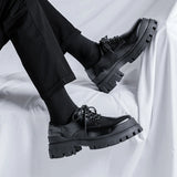 Xajzpa Original Design New British Style Lacquer Leather Men's Shoes Black Elevated Shoes Lace up Business Casual Shoes