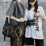 Xajzpa - Functional style Shoulder Black Crossbody Messenger Tote Bags For Men Women's Hip Hop Techwear Satchel Waist Goth Postman