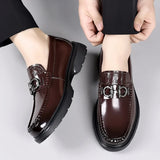 Xajzpa British style men's genuine leather shoes, fashionable casual loafers, men's comfortable outdoor business shoes, formal shoes