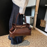 Xajzpa Oil PU Leather Hobo Handbag Slouchy Shoulder Bag Retro Top-Handle Bag Large Work Bags for Women Gilrls Tote Work Shopping Travel