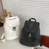 Pure White Womens Backpack Vintage Leather Soft Washed American Style Backpack College Style Large Capacity New Travel Bag