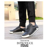Xajzpa Men's Casual Leather Shoes for Men Fashion Four Seasons Breathable Lace-up Athletic Shoes Shallow Skate Shoes Large Sizes 38-48