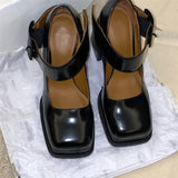 Xajzpa New Retro Mary Jane High Heels Women Shoes Fashion Chunky Heel Pumps Platform Ankle Buckle Japanese Uniform Ladies Shoes