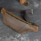 Xajzpa Retro Crazy Horse Leather Waist Belt Pouch Men Male Small Sling Bags New Fashion Waist Bags Fanny Pack Outdoor Sport Bags Man