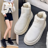 Xajzpa - Winter Women Snow Boots Plush Warm Non Slip Waterproof Ladies Flats Sneakers Casual Slip on Female Ankle Boots Botas Mujer