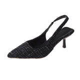 Xajzpa Brand Designer Slingbacks High Heels Pumps Women Pointed Blue Pointed Toe Party Shoes Summer Thin Heeled Sandals High Heel Shoes
